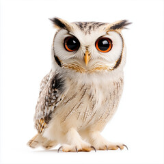 Obraz premium single owl with large eyes on white background