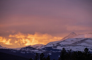 Fiery skies over the Colorado Rocky Mountains
