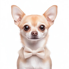 Obraz premium chihuahua with big eyes wearing tiny bowtie, looking adorable