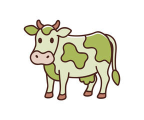 Cute cow cartoon kawaii flat design vector illustration	
