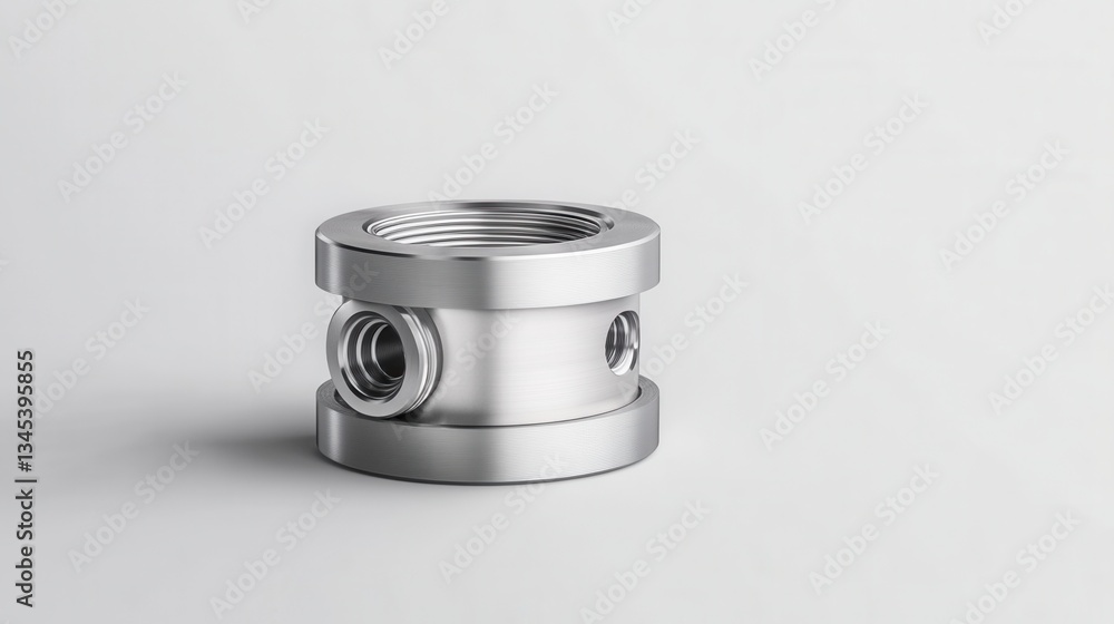 Aufkleber metallic connector component with circular shape and threaded opening for industrial applications