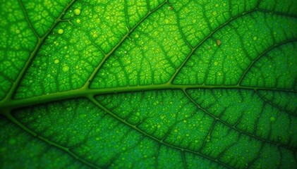 Obraz premium Intricate network of emerald green leaf veins, vibrant texture , science, background