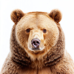 Obraz premium bear with thick fur stands against white background