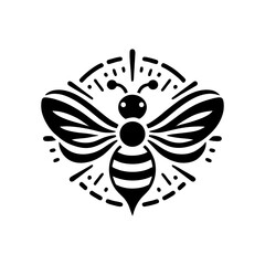 Minimalist Bee Design in Black and White