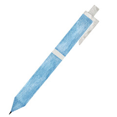 Watercolor Stationery Pen Illustration. Hand-Painted Stationery Ink Pen
