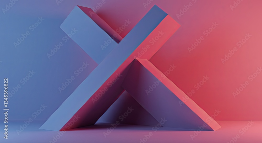 Poster The X shape is made of white blocks and is surrounded by a pink background
