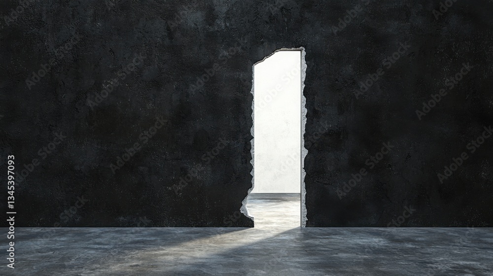 Poster a door in a dimly lit room casting shadows and creating a mysterious atmosphere of business reinvent