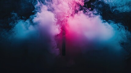 Naklejka premium Colorful smoke swirls, dark background, studio shot, vape advertisement