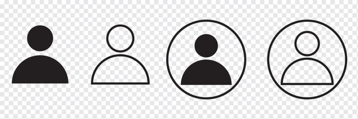Profile Icon symbol, Black Outline User Icon, Account Profile, Avatar, Social Media Graphic elements, Member Pictogram, Application illustration, Vector stock in social media. EPS 10