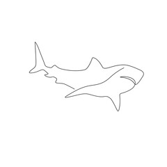 Vector line art illustration of a fish silhouette icon