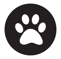 Footprint pet. Paw prints. Dog or cat vector, icon. Foot puppy isolated on white background. Black silhouette paw. Cute shape paw print. Walks for design. Trace foot dog, cat, Tiger, wolf.
