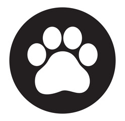 Footprint pet. Paw prints. Dog or cat vector, icon. Foot puppy isolated on white background. Black silhouette paw. Cute shape paw print. Walks for design. Trace foot dog, cat, Tiger, wolf.