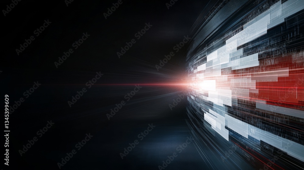Aufkleber abstract digital background with light trails and grids