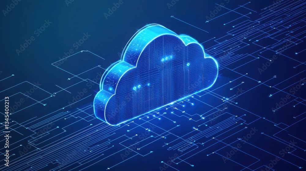 Poster soft white cloud against a calm blue background representing tranquility and serenity in cloud compu
