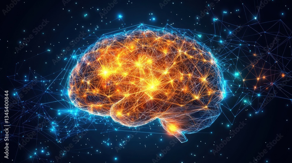 Poster brain with connected lines and dots illustrating the complex structure of cognitive network planning