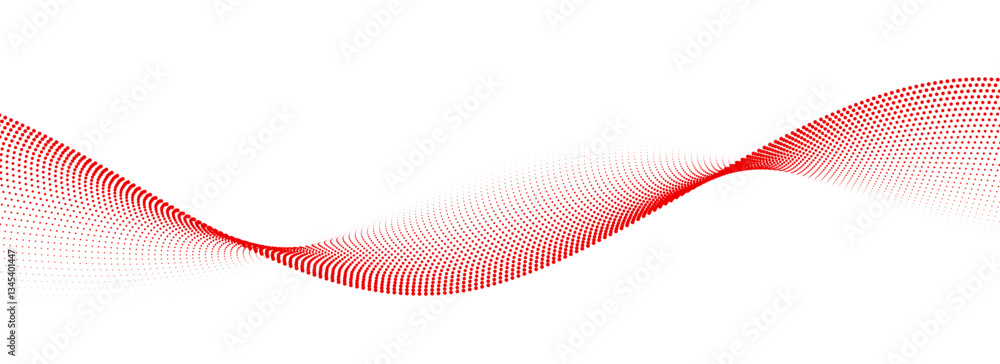 Aufkleber Red dotted wave line pattern. Halftone undulate net background. Abstract flowing particle wallpaper. Vector curved dashed gradient element for poser, banner, presentation, booklet, flyer, brochure