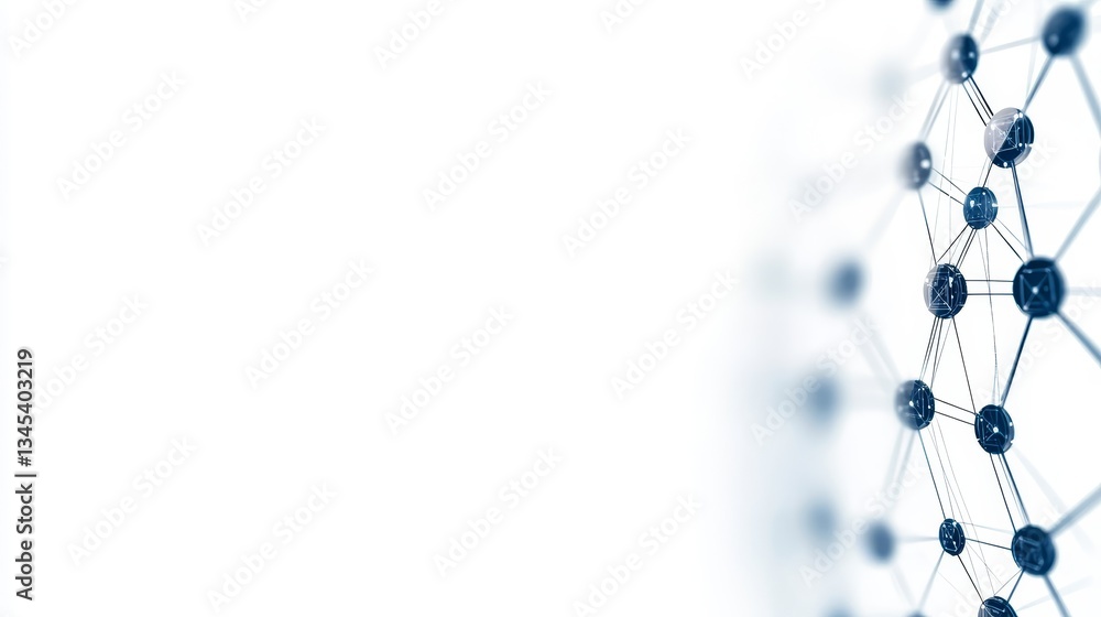Aufkleber abstract network connection with blue nodes on white background