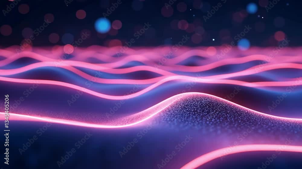 Poster colorful abstract wave patterns with glowing light effects creating a vibrant and dynamic visual exp