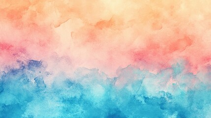 Fototapeta premium Abstract watercolor gradient with soft orange, pink, and blue colors blending harmoniously