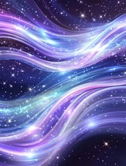 Obraz premium Celestial Waves of Light and Stars