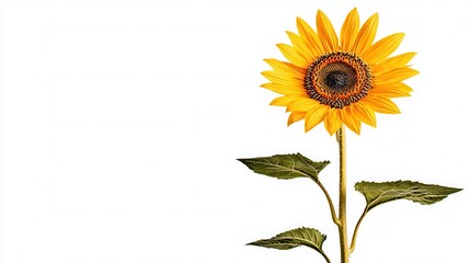 Fototapeta premium Bright Yellow Sunflower Blooms Against White Background for Artistic and Nature Inspired Themes