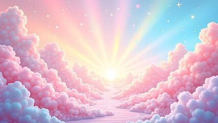 Fototapeta premium high-contrast holographic fantasy landscape with iridescent rainbow hues radiating from the background