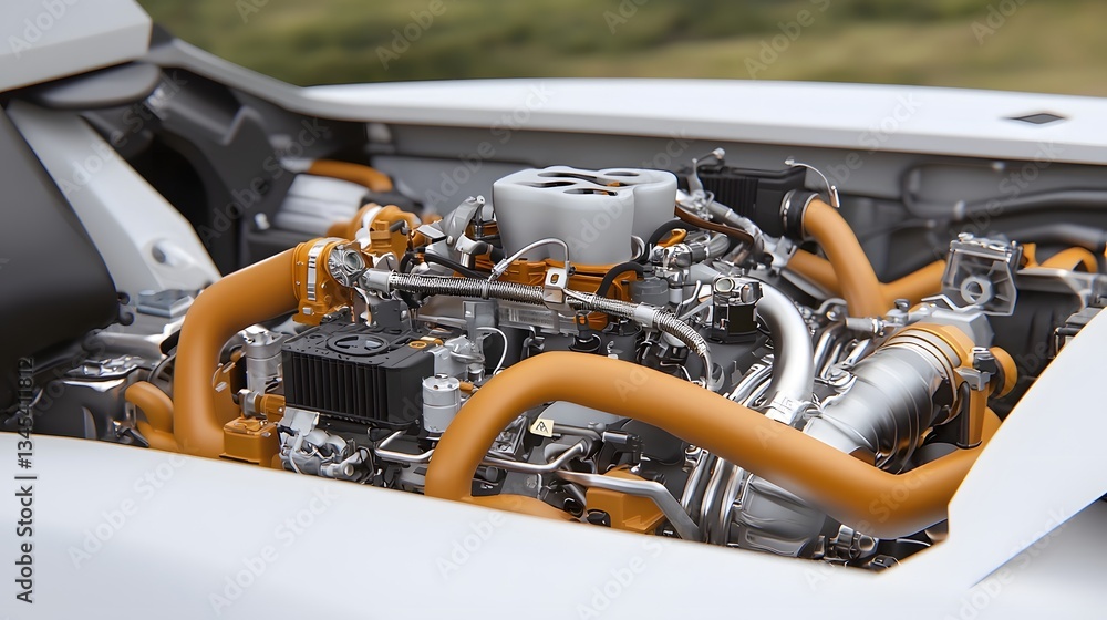 Aufkleber 3d rendering of a high performance fossil fuel combustion engine highlighting futuristic industrial 