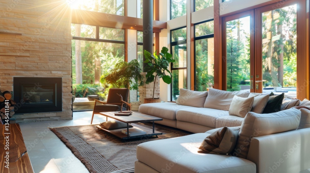 Poster cozy home makeover showcasing modern design with natural light and inviting atmosphere perfect for r