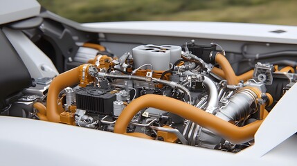 Fototapeta premium 3D Rendering of a High Performance Fossil Fuel Combustion Engine Highlighting Futuristic Industrial Design and Advanced Energy Efficiency Optimization