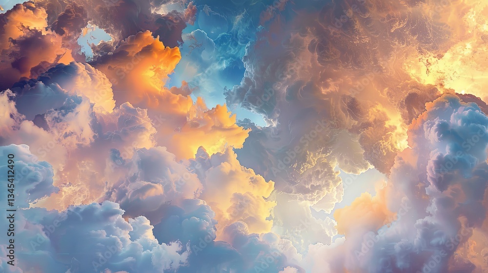 Aufkleber Vibrant abstract clouds creating a dreamlike atmosphere for fantasy and cloud computing concepts Generative AI