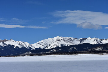 snow covered mountains in Colorado winter