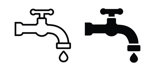 water faucet icon vector. water tap icon vector. kitchen water faucet symbol. faucet tap with water droplet icon. vector illustration on transparent background
