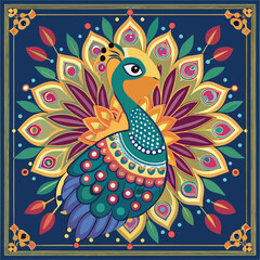 Naklejka premium Ornate Indian Peacock Illustration for Wedding Invitations and Decorations