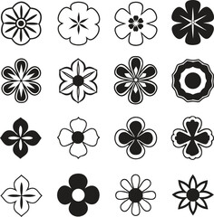 Flowers icon set. Flowers in modern simple flat style. Flower icon collection. Flower elements collection. Cute round flower