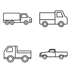Fototapeta premium Truck line art set vector illustration