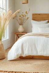 Cozy Minimalist Bedroom with Natural Decor and Earthy Tones