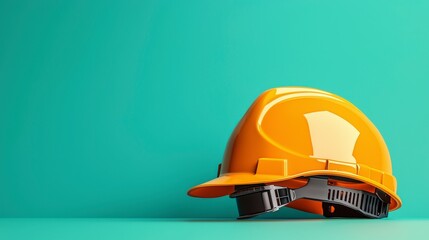 Fototapeta premium Safety First: A close-up studio shot features a bright orange safety helmet, ready for work. Perfectly symbolizing protection and the world of construction. 