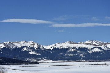 snow covered mountains in Colorado winter