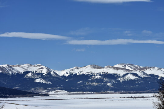 snow covered mountains in Colorado winter