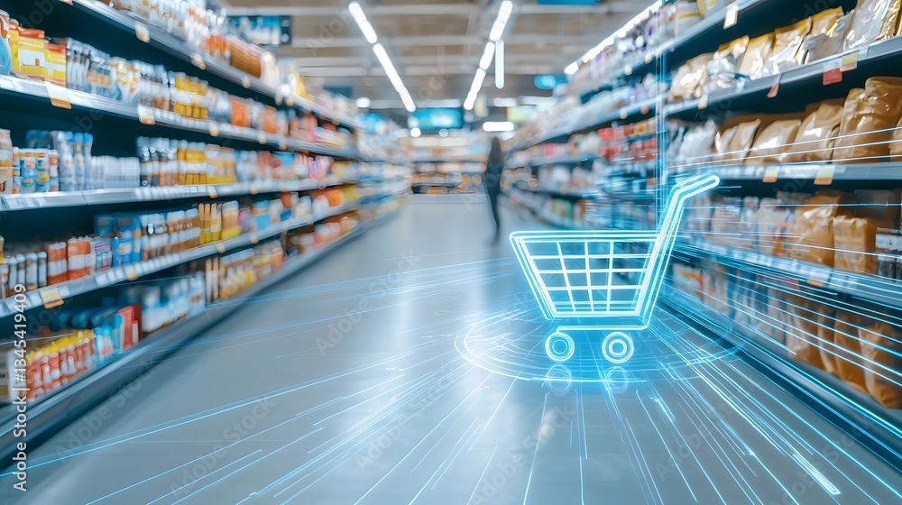 Poster immersive cyberpunk inspired futuristic e commerce environment powered by ai driven cloud automation