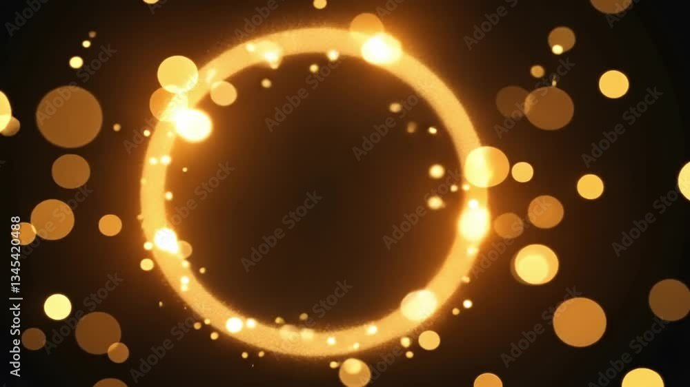 Poster Circular Light Effect with Glowing Particles Creating a Magical Atmosphere and Bokeh Background for Dynamic Visual Applications and Designs