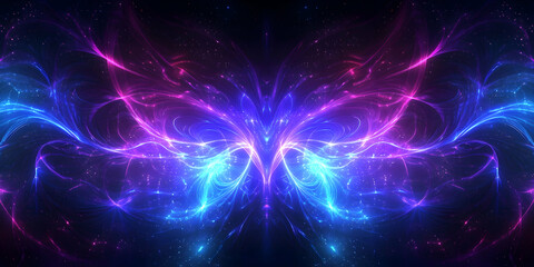 Fototapeta premium Vibrant Abstract Digital Art with Butterfly Motifs in Shades of Blue and Pink