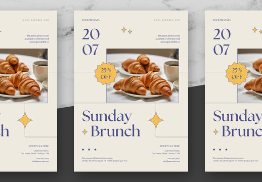 Blue And Yellow Sunday Brunch Flyer