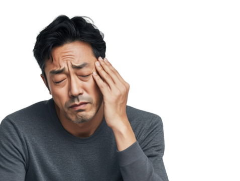 Man Experiencing Headache: Stress and Fatigue Concept in Stock Photography