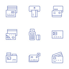 Credit card icons set. Thin Line style, editable stroke. credit card, add, edc, credit cards