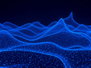 "Dynamic and elegant intertwined blue light waves on a dark background, illustrating fluid motion and abstract beauty ideal for digital art and physics concepts."
