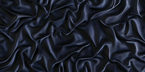 Obraz premium Rich Textured Dark Satin Fabric With Ripples And Drape Effects; Keywords: Dark, Satin, Fabric, Texture, Ripples, Drape, Elegant, Smooth, Luxurious, Soft, Background, Black