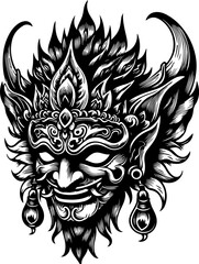 vector sketch illustration silhouette design of traditional ethnic puppet characters vintage  