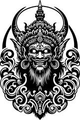 vector sketch illustration silhouette design of traditional ethnic puppet characters vintage full of classic carvings  