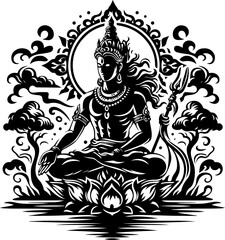 vector sketch illustration silhouette design of traditional ethnic puppet characters vintage